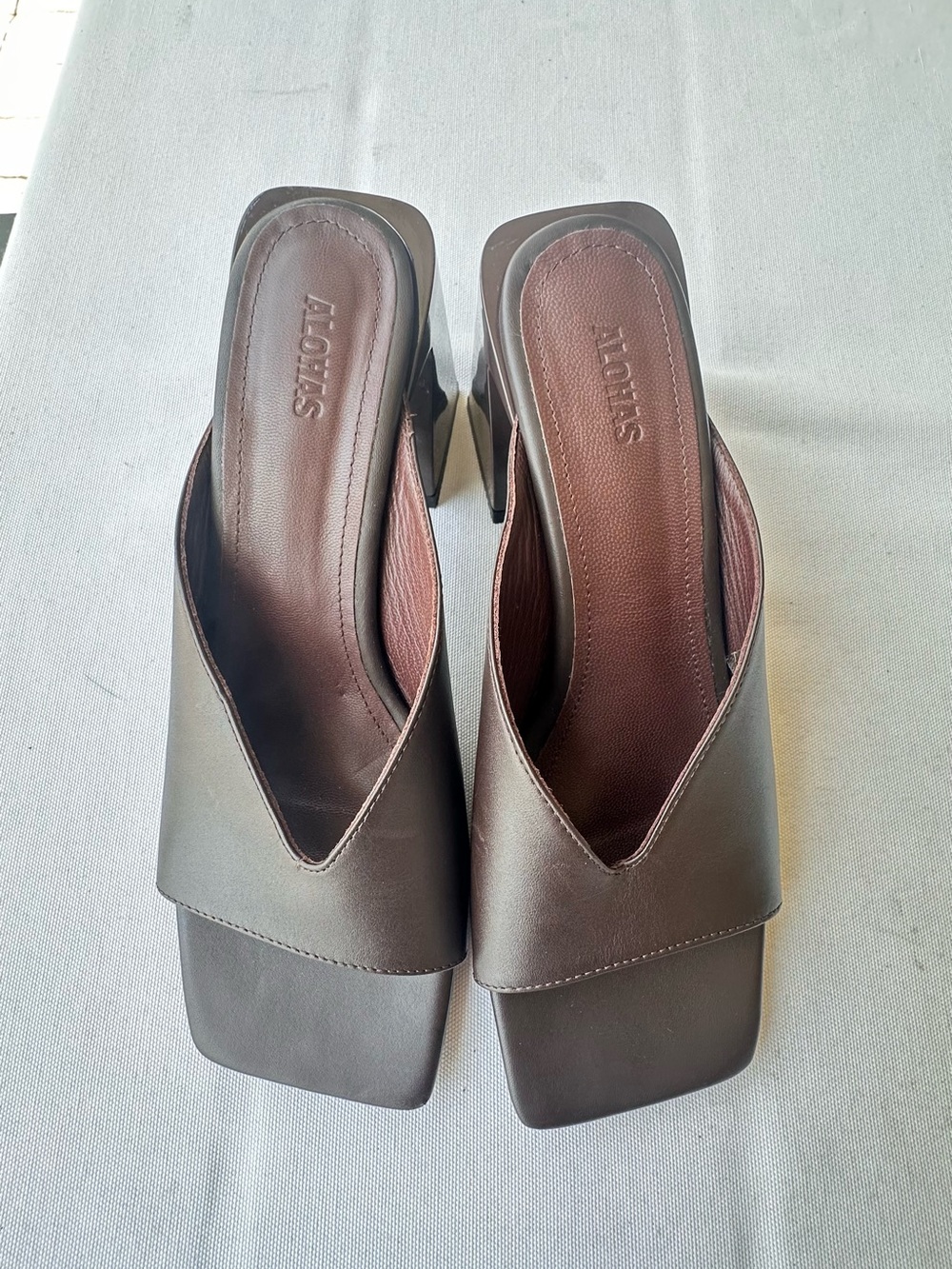 Alohas Seychelles Women's Brown Leather Square-Toe Mule Size 37 - Picture 7 of 11